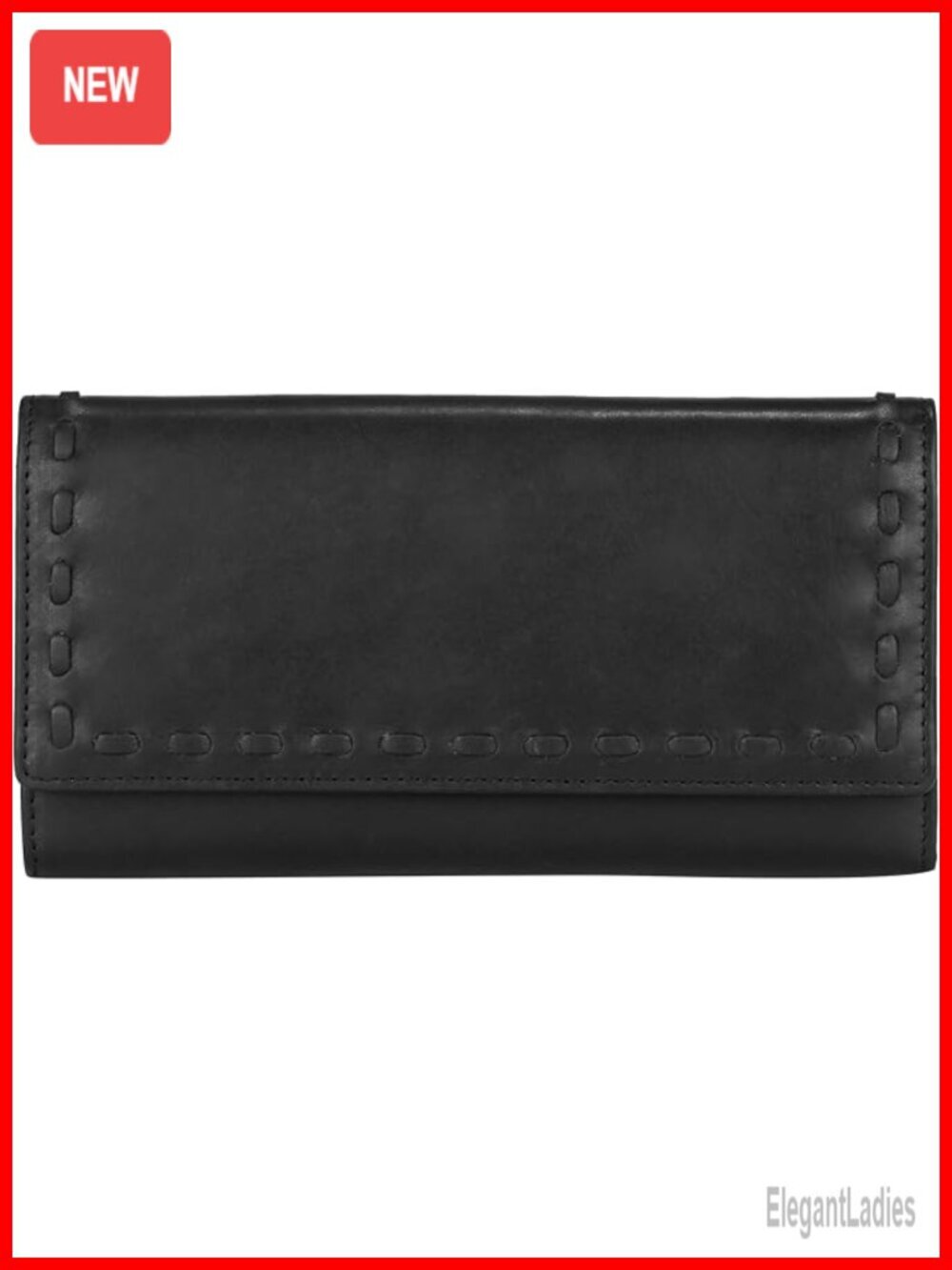 RFID Leather Laced Wallet with Magnetic Snap Closure